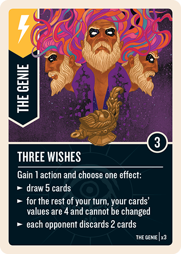 Three Wishes action card for The Genie